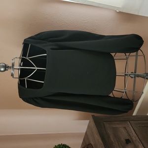 NWOT large Black basic boat neck Ruffled shoulder lomg sleeve